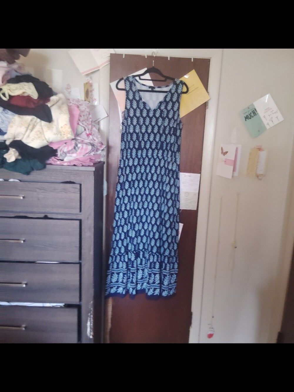 TALBOTS Jersey Sleeveless Maxi Dress - Allover Tree Block Print Size Large - Picture 5 of 9